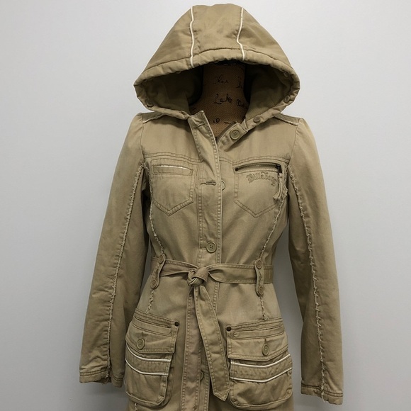 Vintage Billabong Long Fall Winter Trench Utility Cargo Coat Jacket - Picture 3 of 10